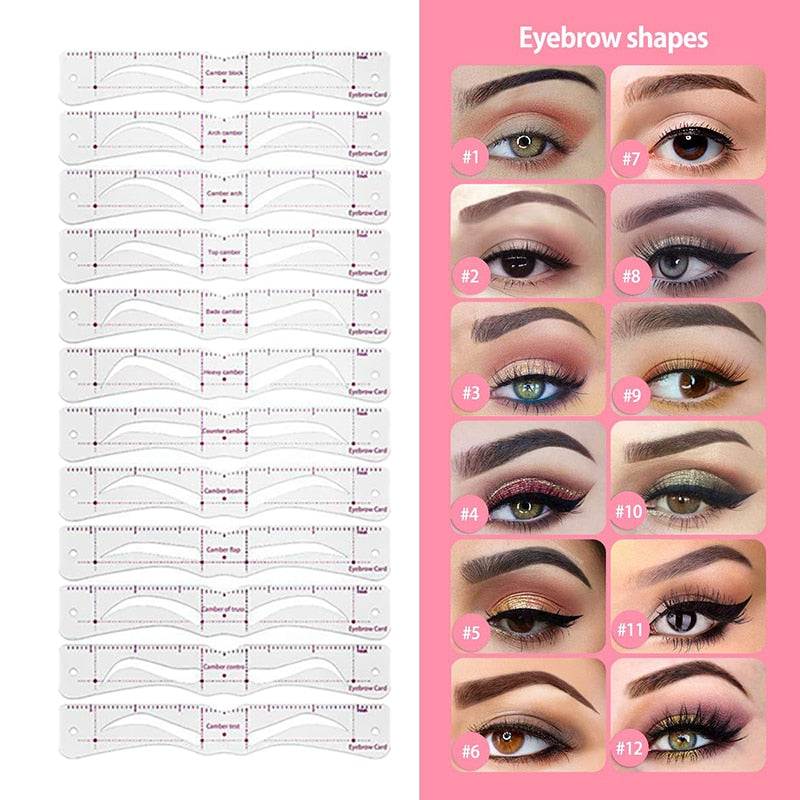 Ensemble de pochoirs à sourcils DIY réutilisables, 12 styles