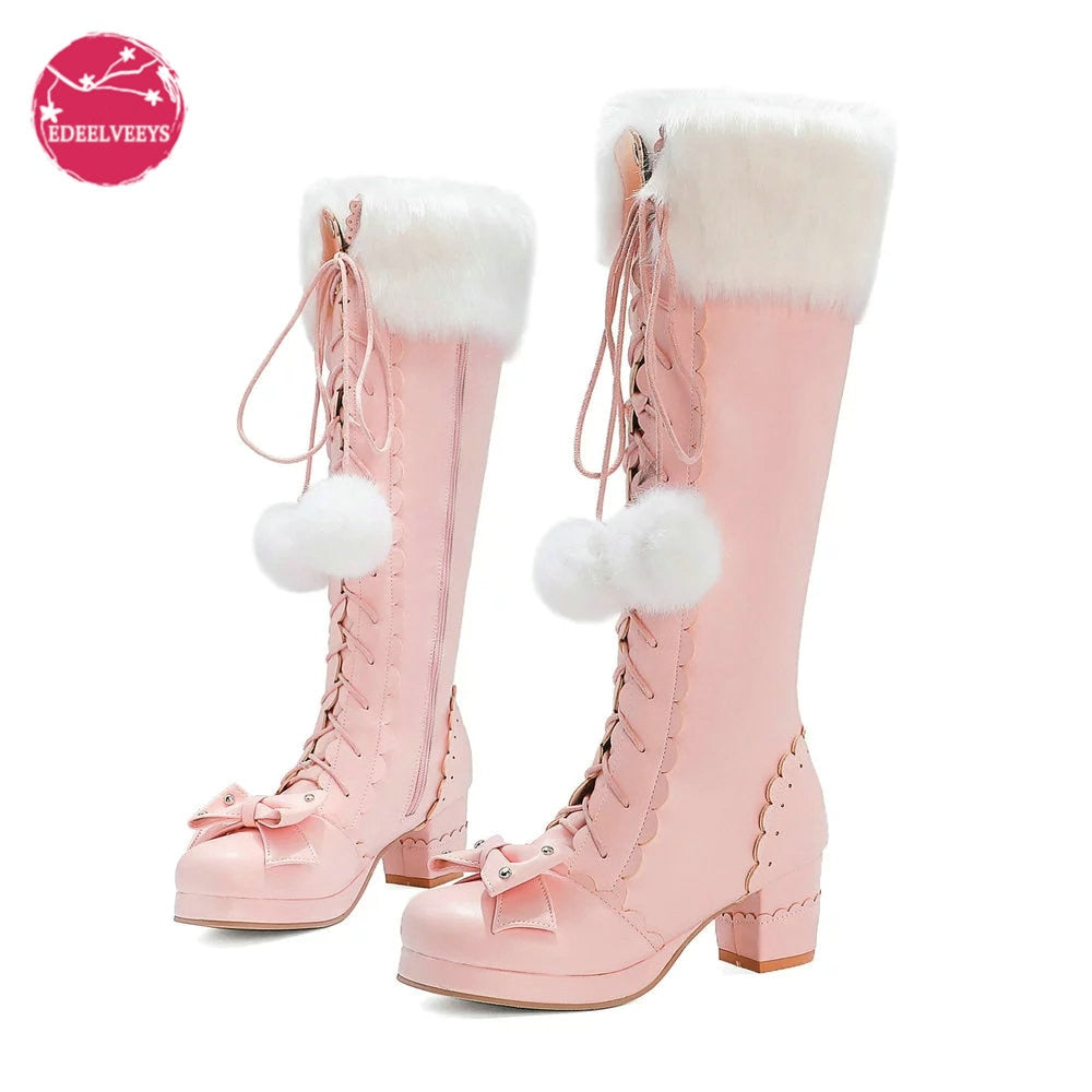 Bottes hautes princesse avec nœud papillon