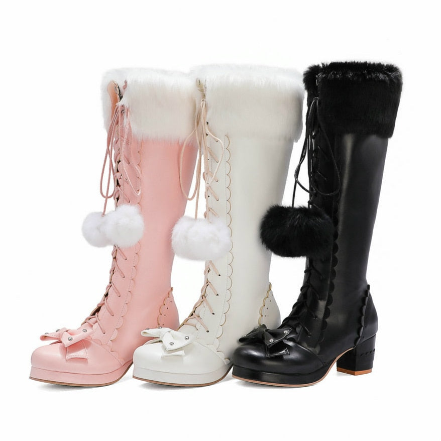 Bottes hautes princesse avec nœud papillon